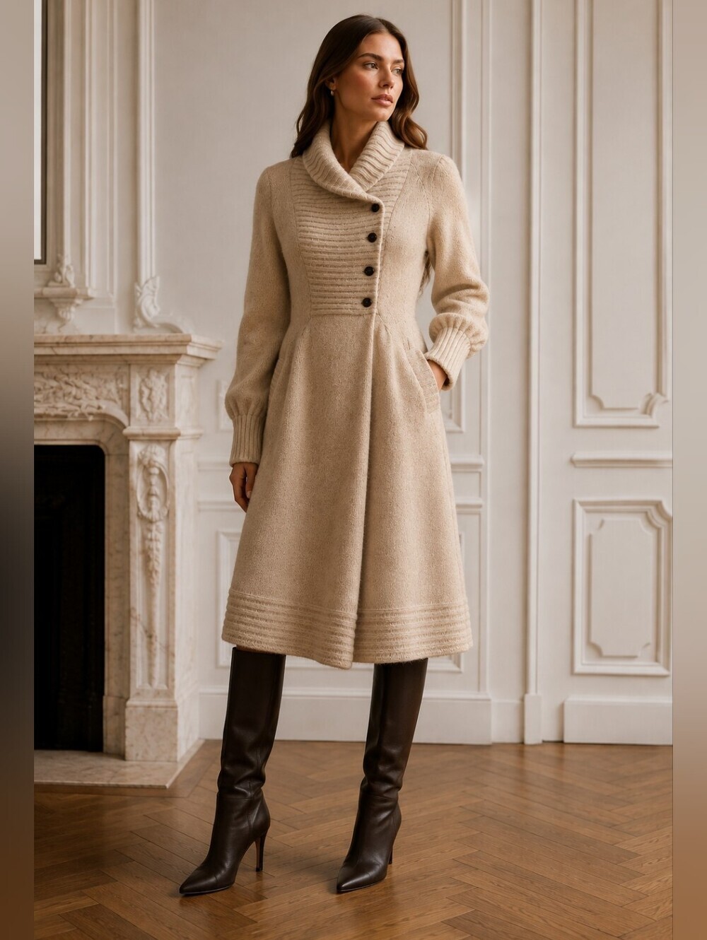 Celine Vintage Made in Italy Wool Mohair Angora Sweater Coat | Size M | Luxury